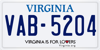 VA license plate VAB5204