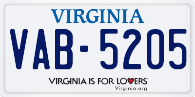 VA license plate VAB5205