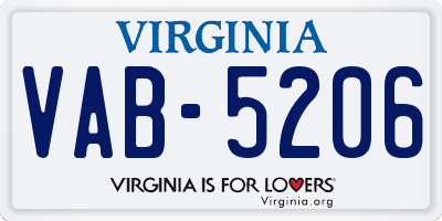 VA license plate VAB5206