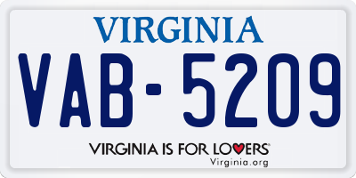 VA license plate VAB5209