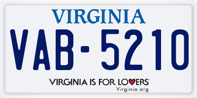 VA license plate VAB5210