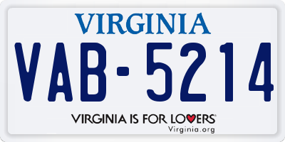 VA license plate VAB5214