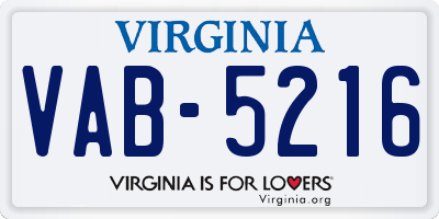 VA license plate VAB5216