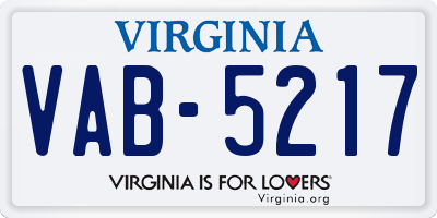 VA license plate VAB5217