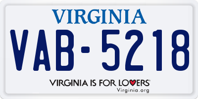 VA license plate VAB5218