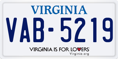 VA license plate VAB5219