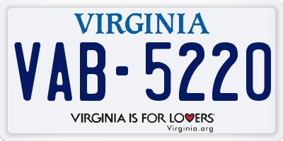 VA license plate VAB5220