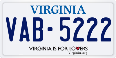 VA license plate VAB5222