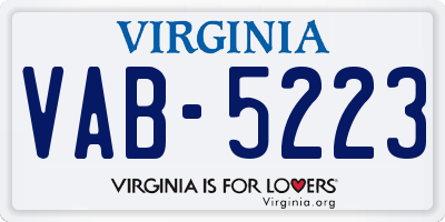 VA license plate VAB5223