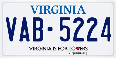 VA license plate VAB5224