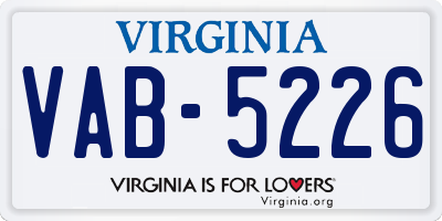 VA license plate VAB5226