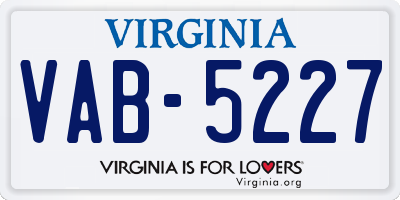 VA license plate VAB5227