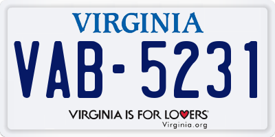 VA license plate VAB5231