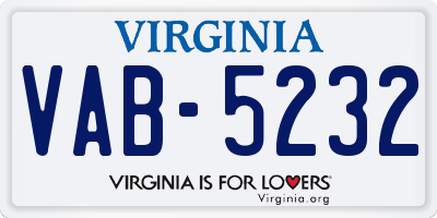 VA license plate VAB5232