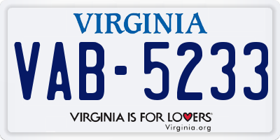 VA license plate VAB5233