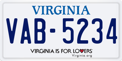 VA license plate VAB5234