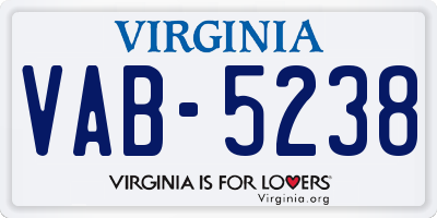 VA license plate VAB5238