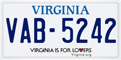 VA license plate VAB5242