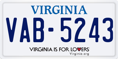 VA license plate VAB5243