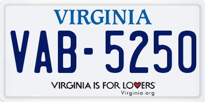 VA license plate VAB5250