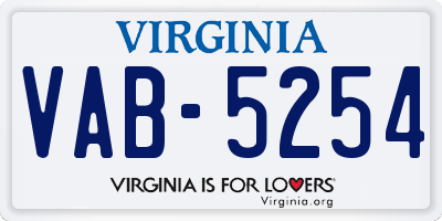 VA license plate VAB5254