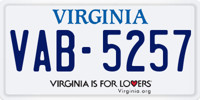 VA license plate VAB5257