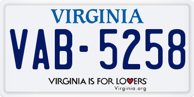 VA license plate VAB5258