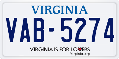 VA license plate VAB5274