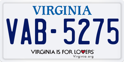 VA license plate VAB5275