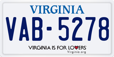 VA license plate VAB5278