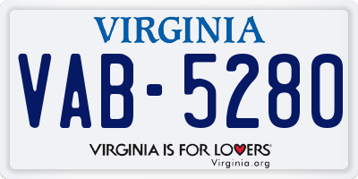 VA license plate VAB5280