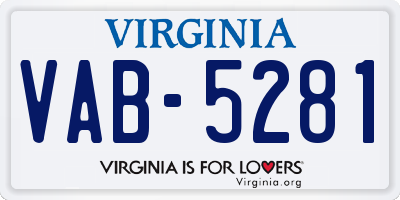 VA license plate VAB5281