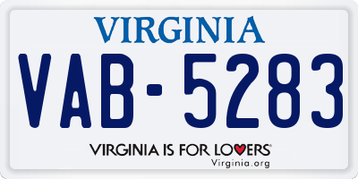 VA license plate VAB5283