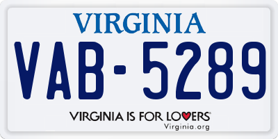 VA license plate VAB5289