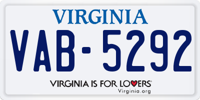 VA license plate VAB5292