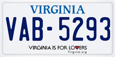 VA license plate VAB5293