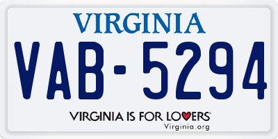 VA license plate VAB5294