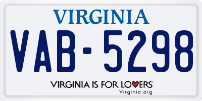 VA license plate VAB5298