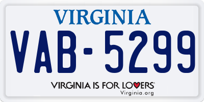 VA license plate VAB5299