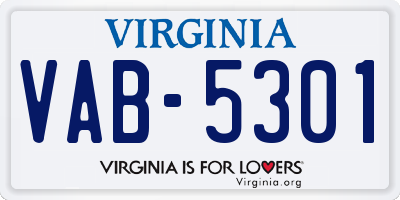 VA license plate VAB5301