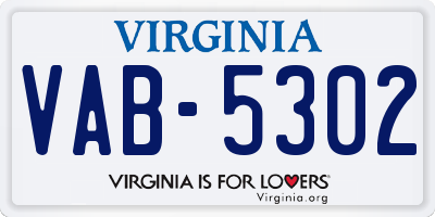 VA license plate VAB5302