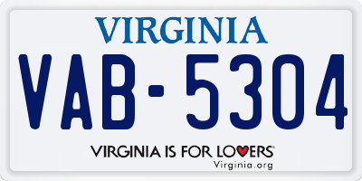 VA license plate VAB5304