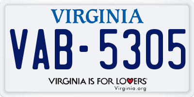 VA license plate VAB5305
