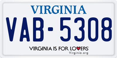 VA license plate VAB5308