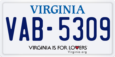 VA license plate VAB5309