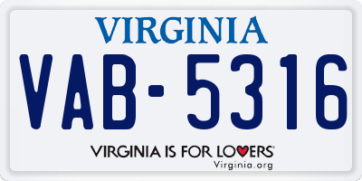 VA license plate VAB5316