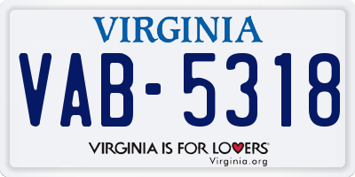 VA license plate VAB5318