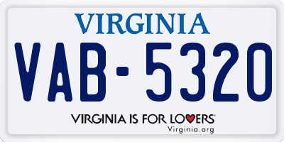 VA license plate VAB5320