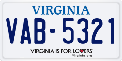 VA license plate VAB5321