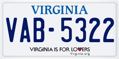 VA license plate VAB5322